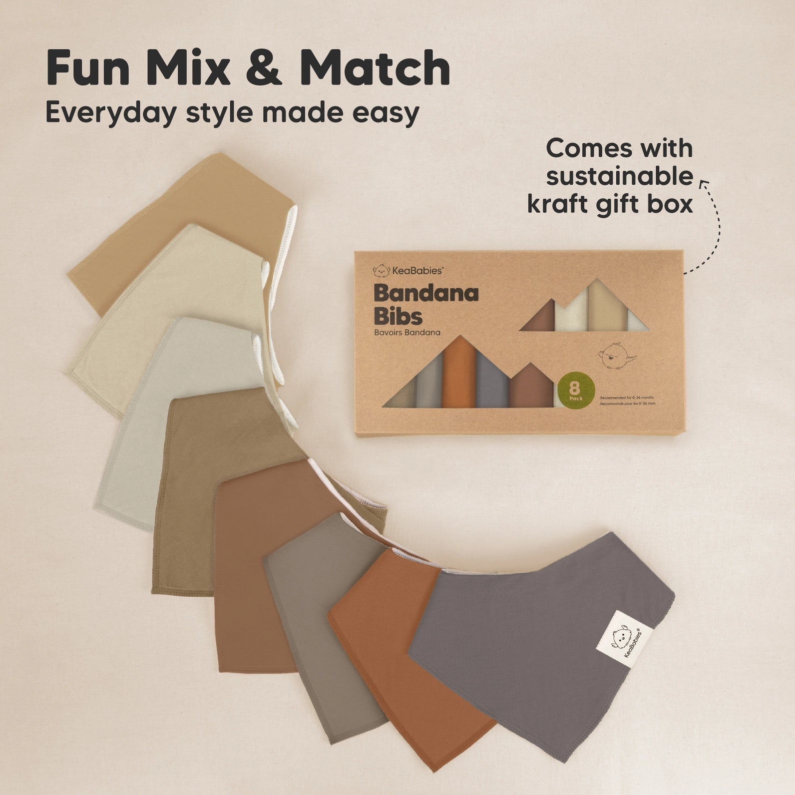 Set de 8 Baberos Bandana para niños y niñas